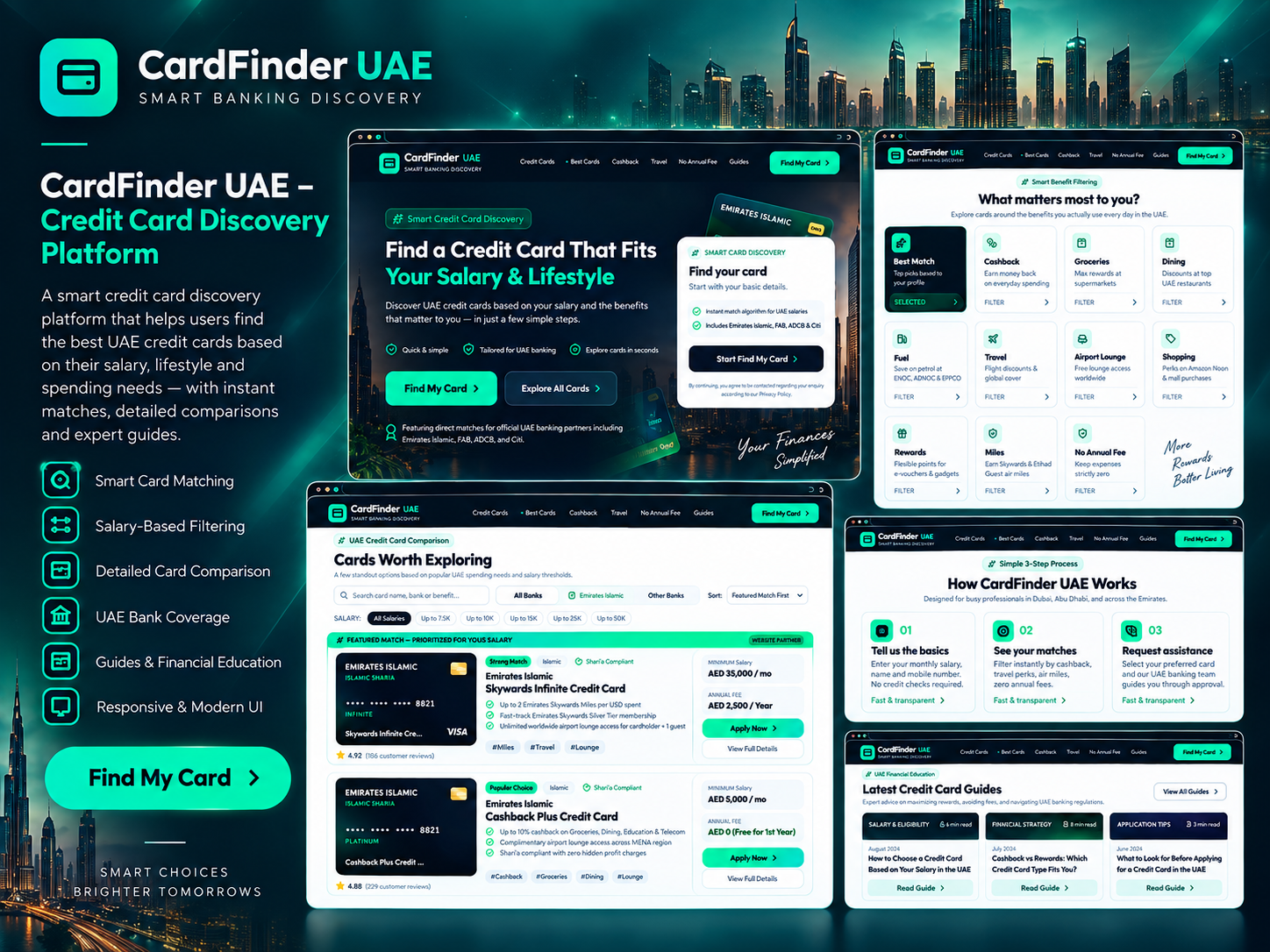 CardFinder UAE interface built by Pixel Syntax